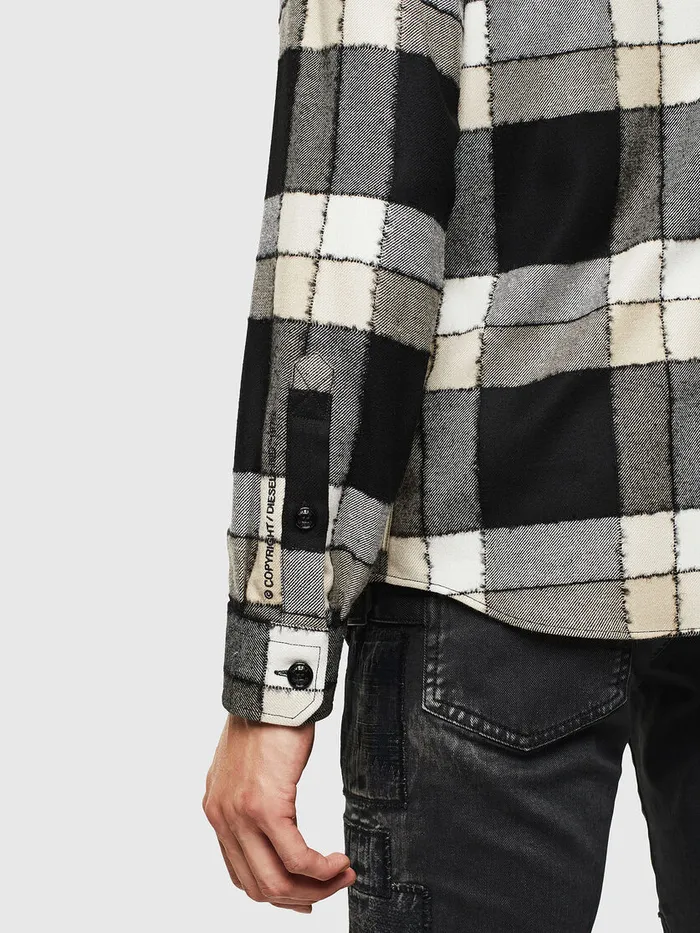 Diesel Shirts Mens SMILLERCOUPE BlackWhite Cheap On Sale