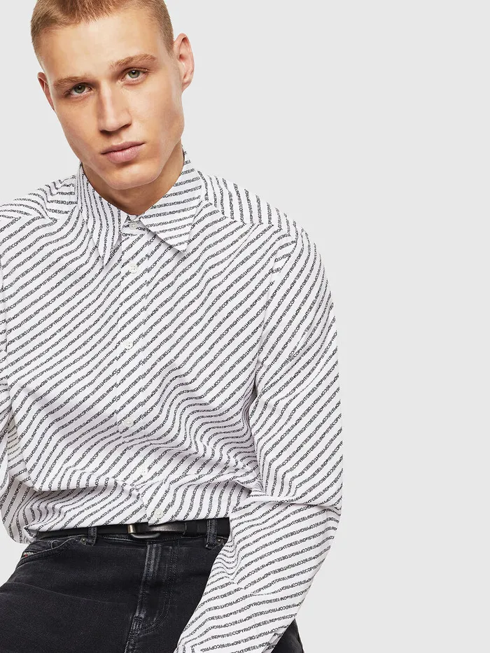 Diesel Shirts Mens SPENNCOPY White On Sale