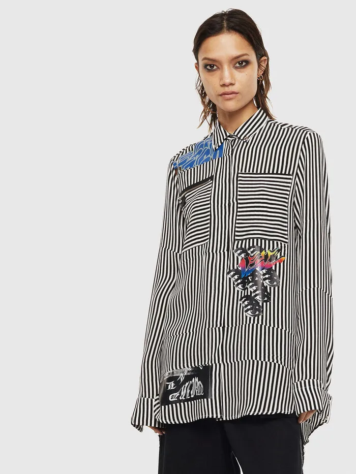Diesel Shirts Womens CALIM BlackWhite Gift for Friend