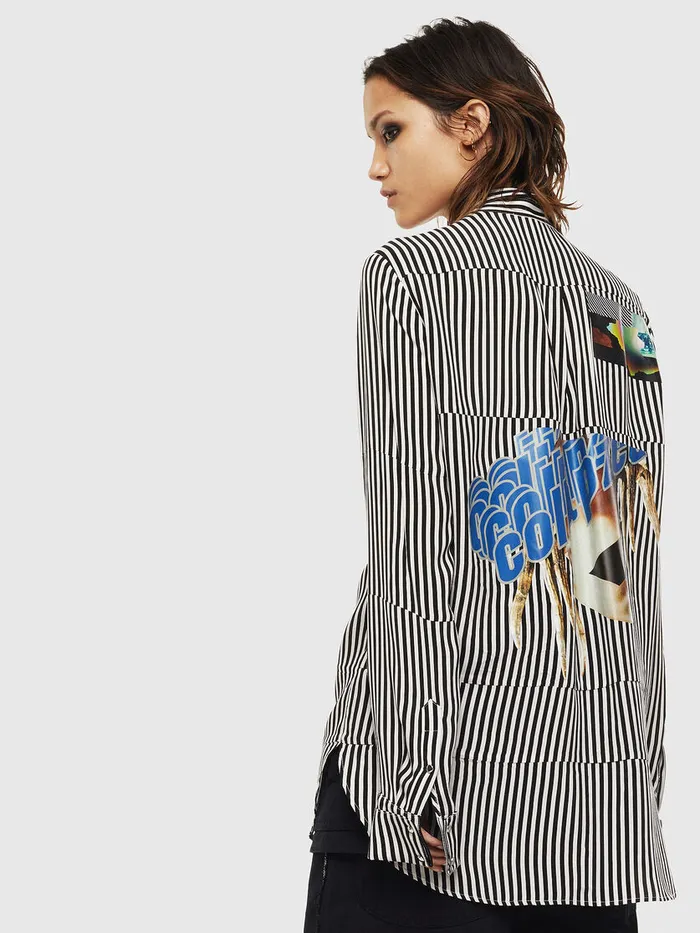 Diesel Shirts Womens CALIM BlackWhite Gift for Friend