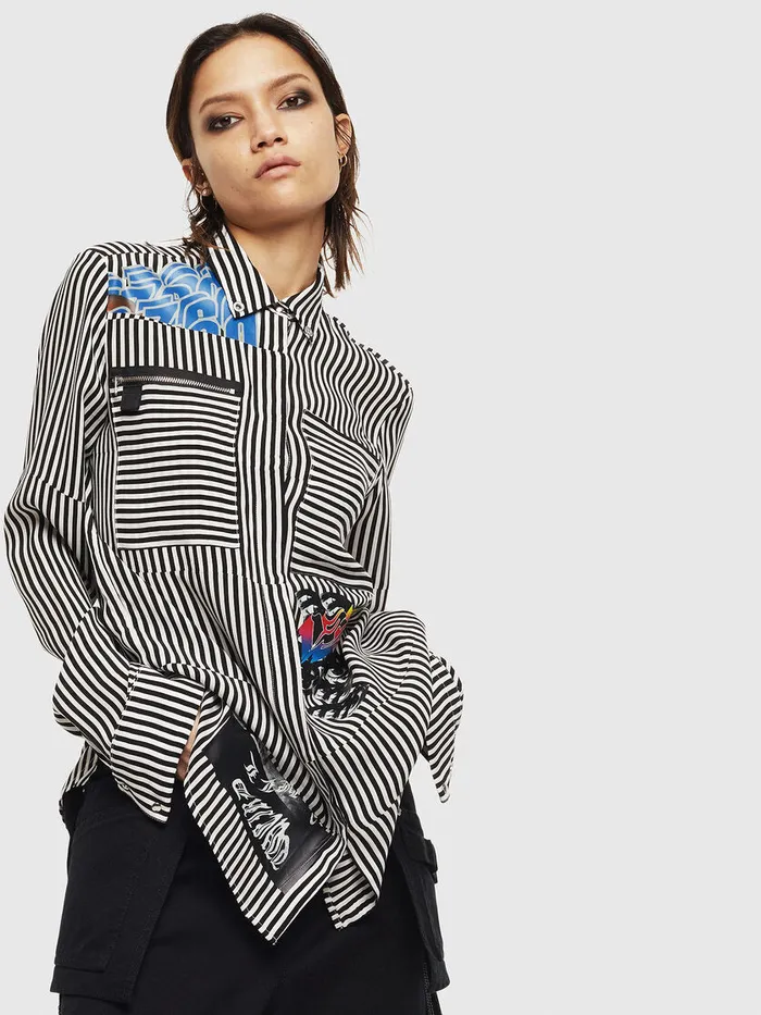 Diesel Shirts Womens CALIM BlackWhite Gift for Friend