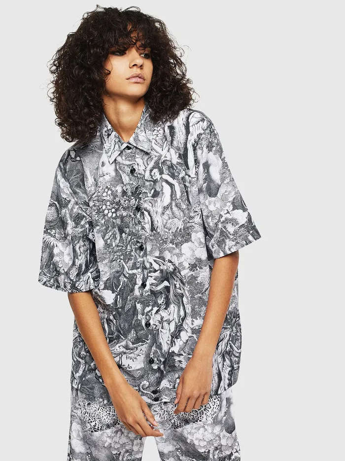 Diesel Shirts Womens CFRY BlackWhite On Sale