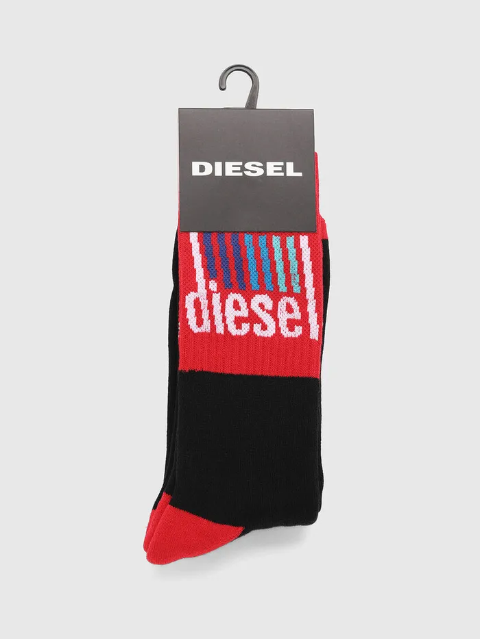 Diesel Socks Mens SKMRAY BlackRed Online