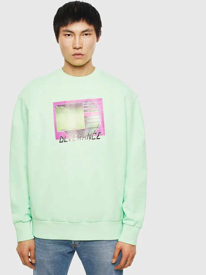 Diesel Sweaters Mens SBIAYFLUO Green Fluo Gift Ideas