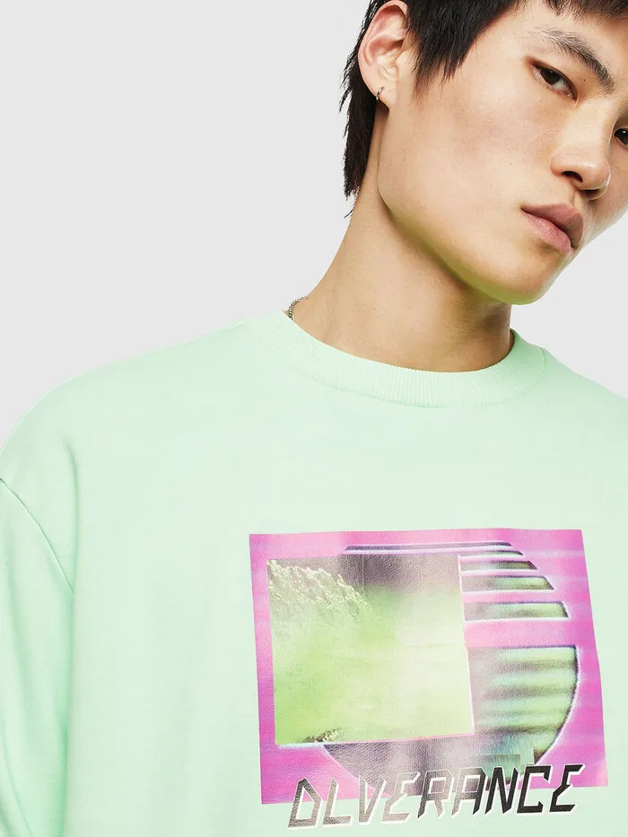 Diesel Sweaters Mens SBIAYFLUO Green Fluo Gift Ideas
