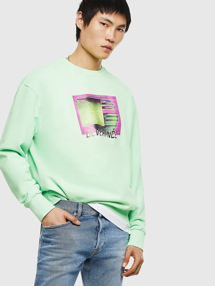 Diesel Sweaters Mens SBIAYFLUO Green Fluo Gift Ideas