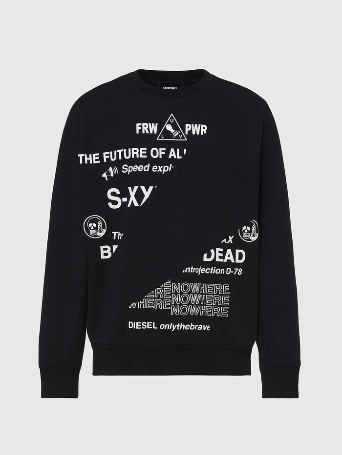Diesel Sweaters Mens SGIRKFOLDED Black Cheap On Sale