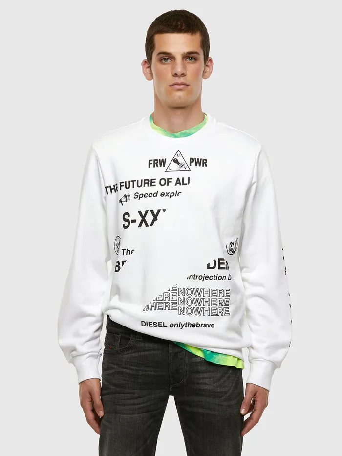 Diesel Sweaters Mens SGIRKFOLDED White Gift Ideas