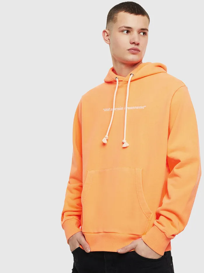 Diesel Sweaters Mens SGIRKHOODFLUO Orange On Sale