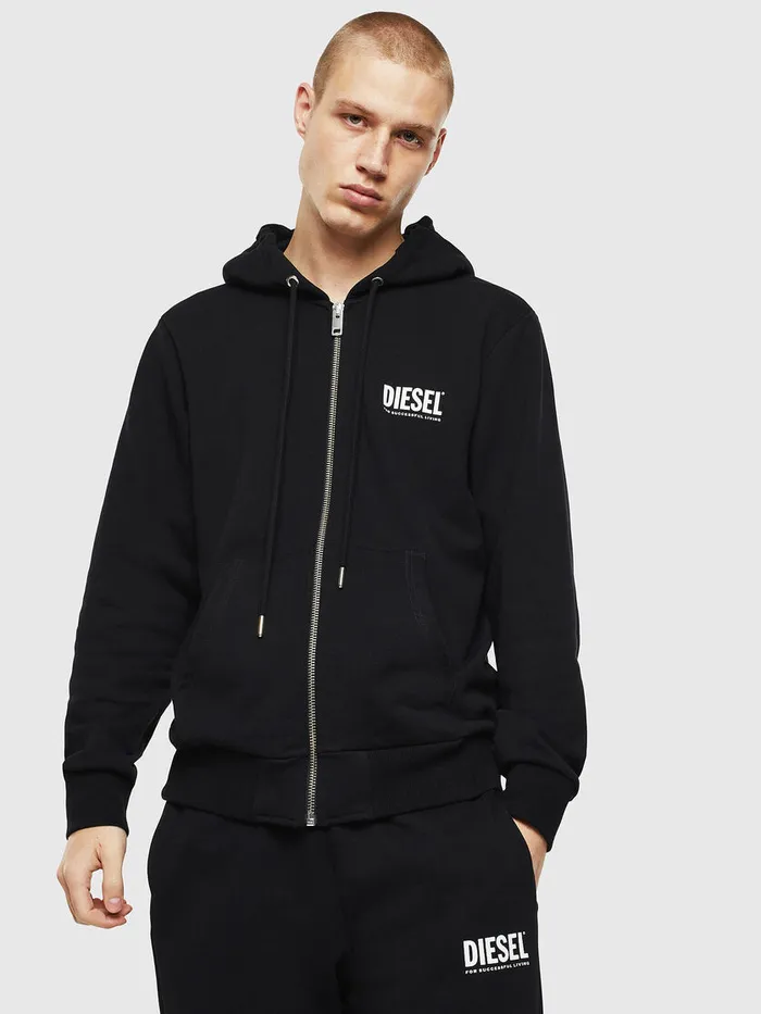 Diesel Sweaters Mens SGIRKHOODZIPLOGO Black Gift 4 You