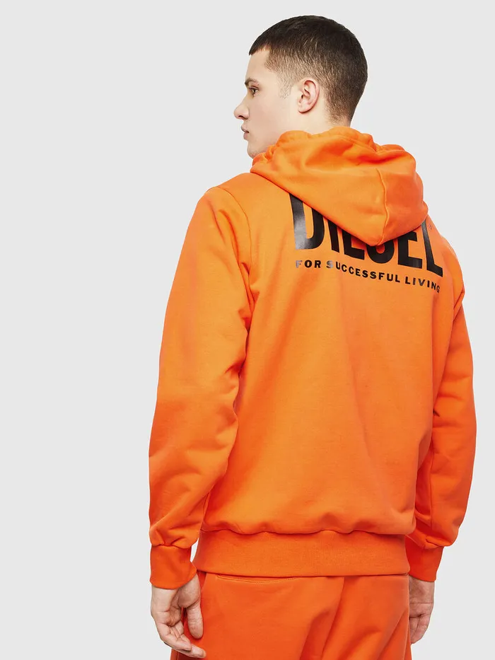 Diesel Sweaters Mens SGIRKHOODZIPLOGO Orange Cheap On Sale