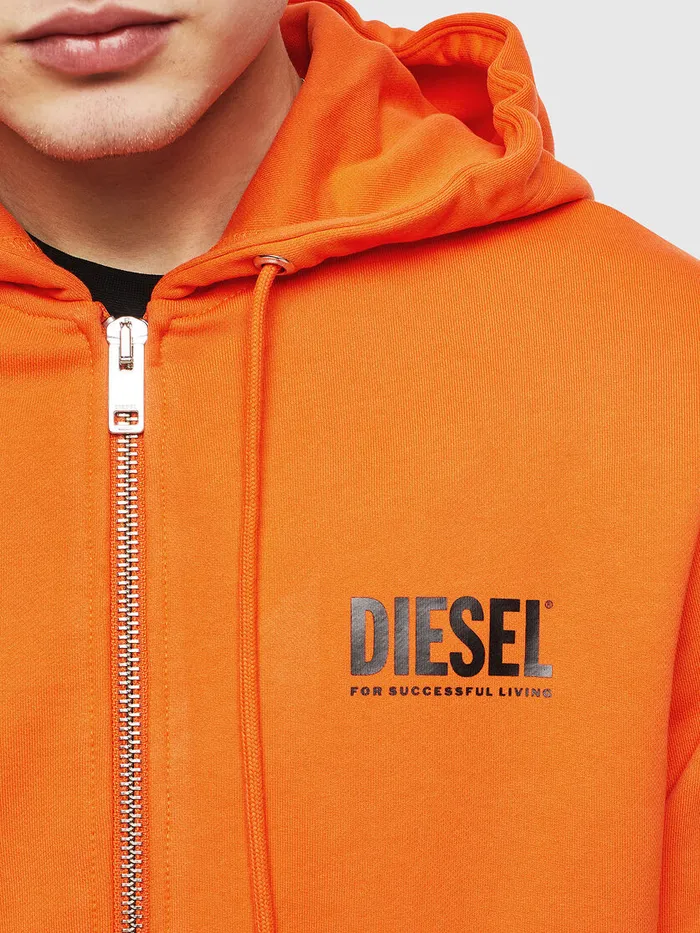 Diesel Sweaters Mens SGIRKHOODZIPLOGO Orange Cheap On Sale