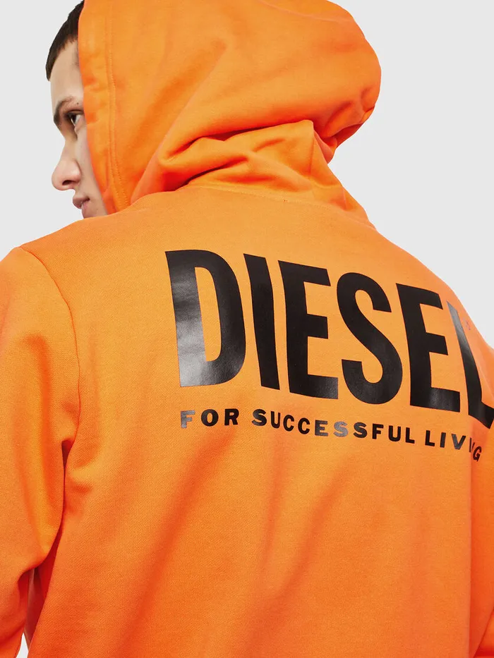 Diesel Sweaters Mens SGIRKHOODZIPLOGO Orange Cheap On Sale
