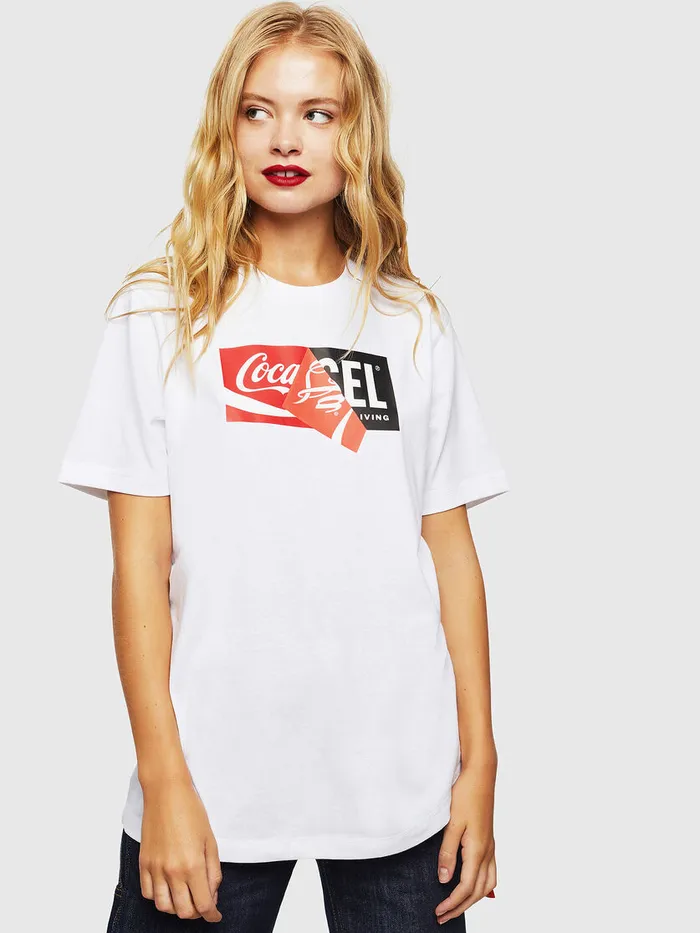 Diesel Tshirts and Tops Womens CCTJUSTCOLA White For Sale