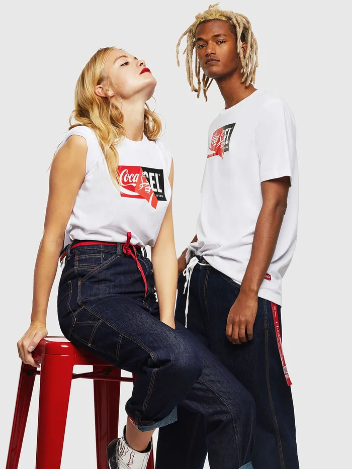 Diesel Tshirts and Tops Womens CCTJUSTCOLA White For Sale