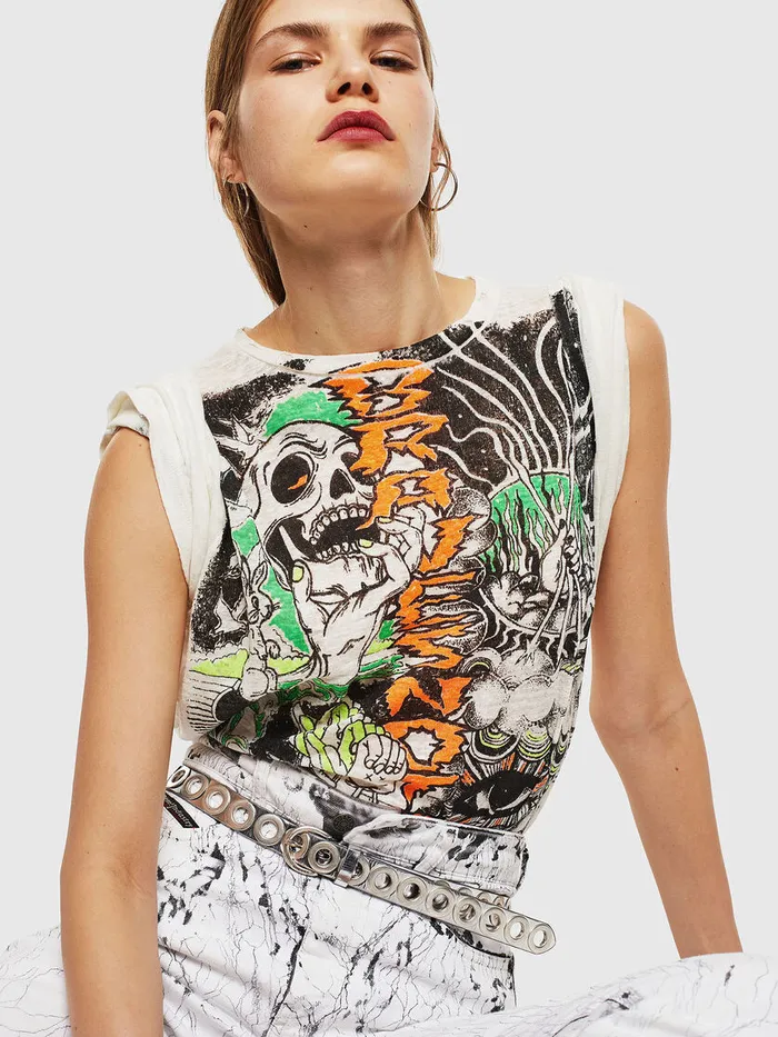 Diesel Tshirts and Tops Womens TDARIAYB White Casaul