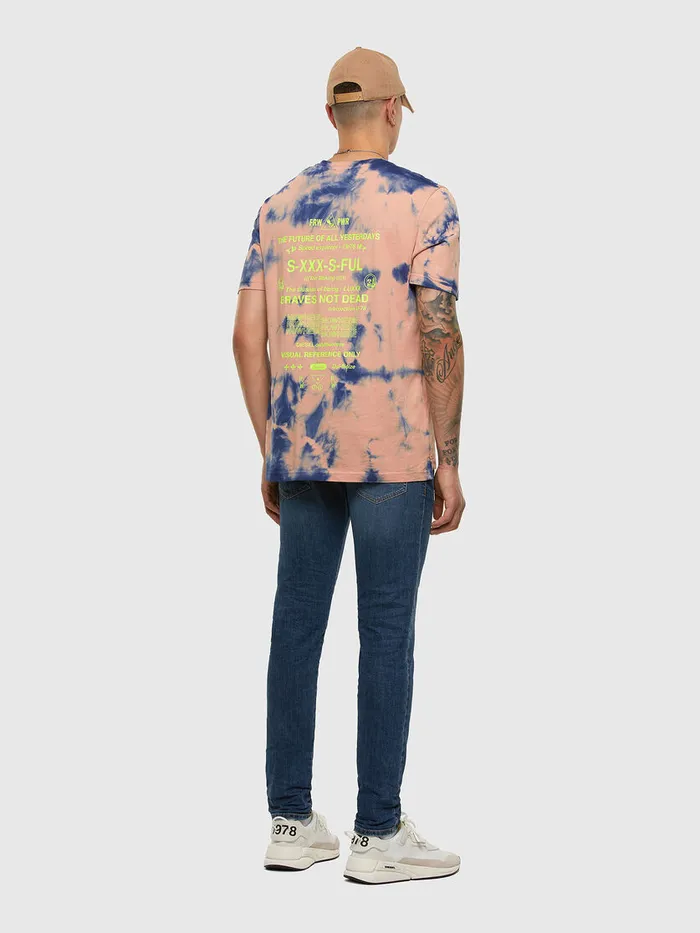 Diesel Tshirts and Tops Womens TJUSTSLITSX86 PinkBlue For Sale
