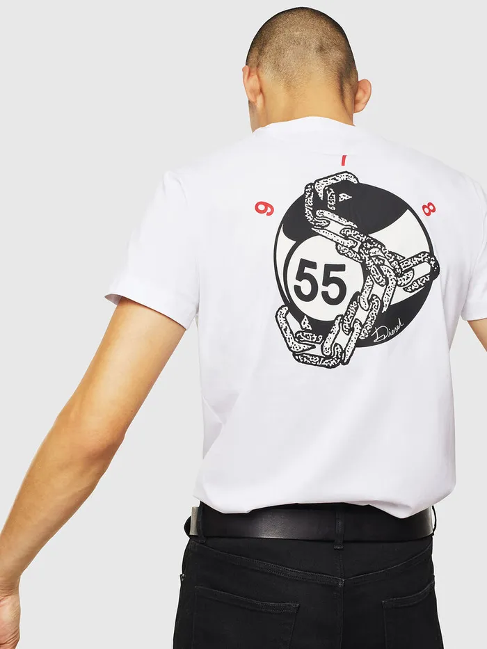Diesel Tshirts Mens TDIEGOJ16 White Cheap On Sale