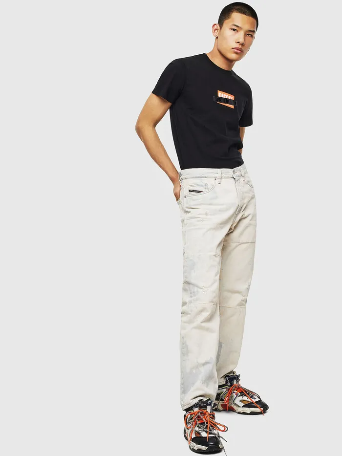 Diesel Tshirts Mens TDIEGOS7 BlackOrange On Sale