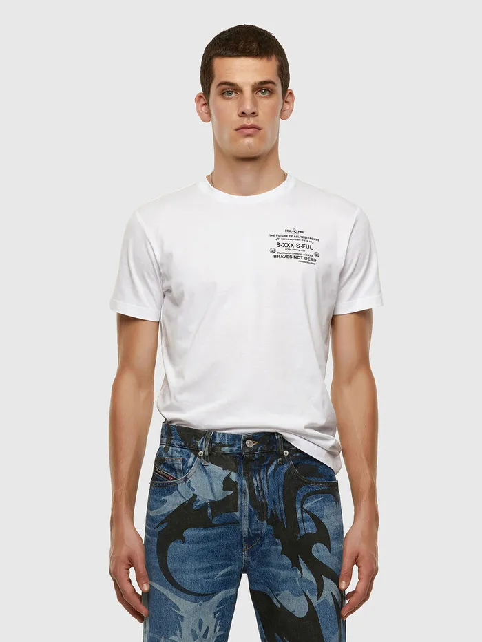 Diesel Tshirts Mens TDIEGOSX44 White Gift for Friend