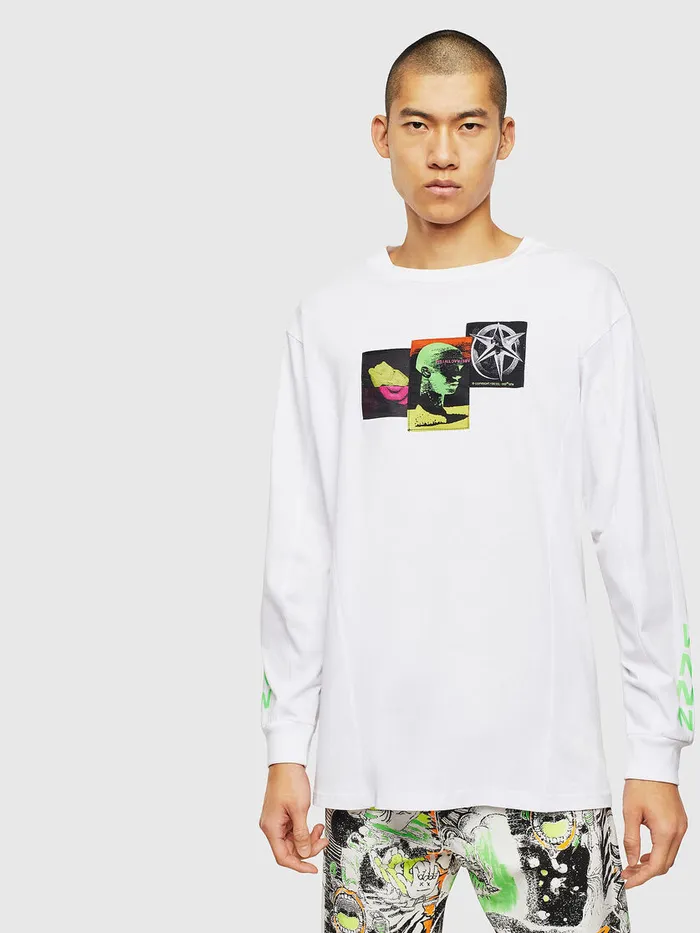 Diesel Tshirts Mens TGLYNISJ1 White Popular