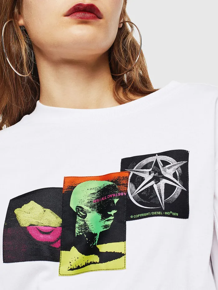 Diesel Tshirts Mens TGLYNISJ1 White Popular