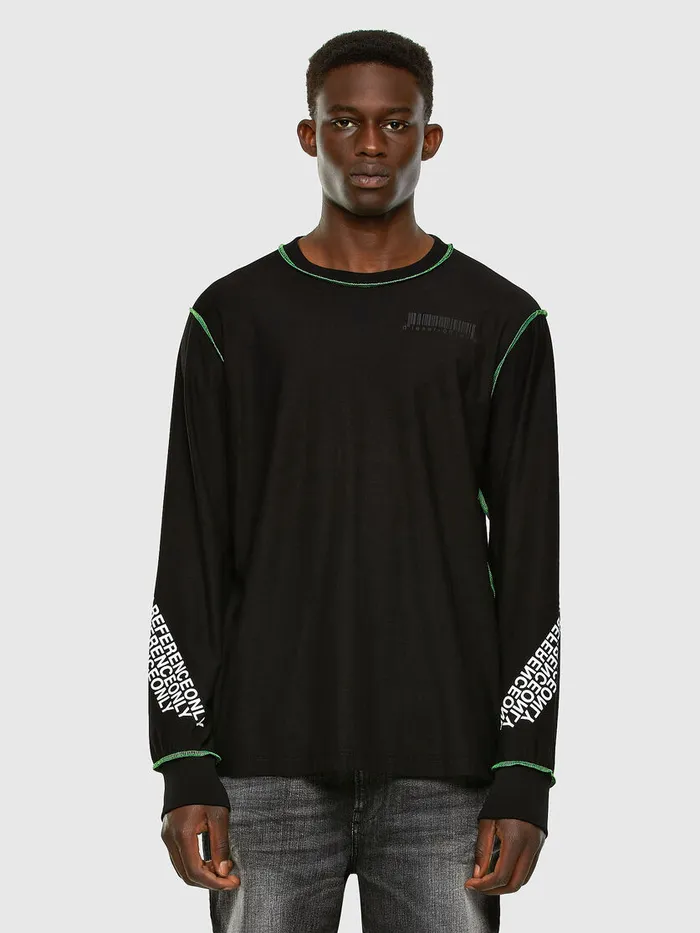 Diesel Tshirts Mens TJUSEAMLS Black Gift 4 You