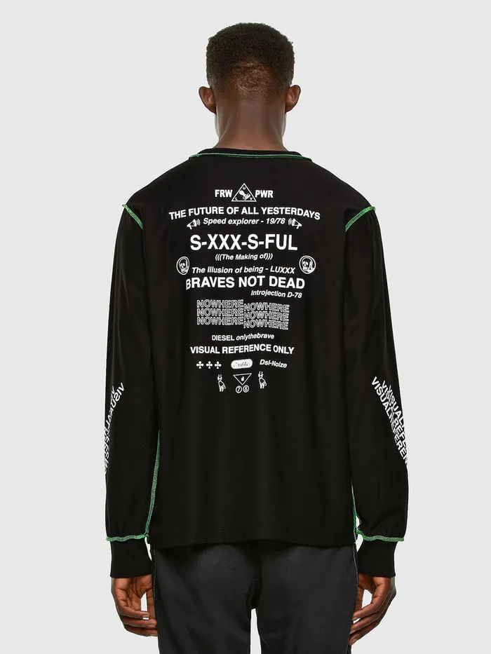 Diesel Tshirts Mens TJUSEAMLS Black Gift 4 You