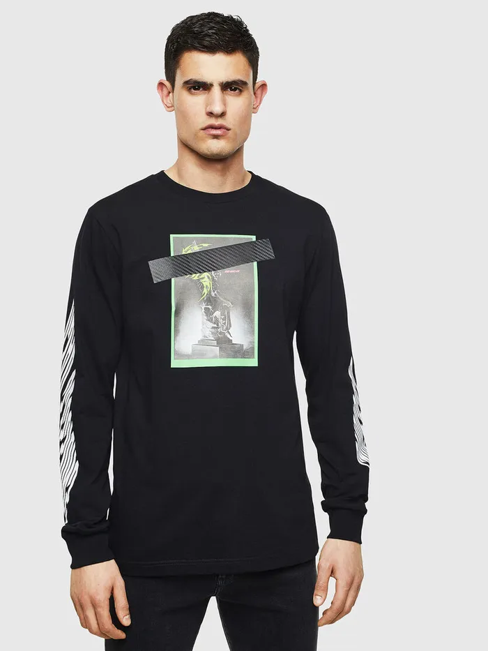 Diesel Tshirts Mens TJUSTLST13 Black Gift Ideas