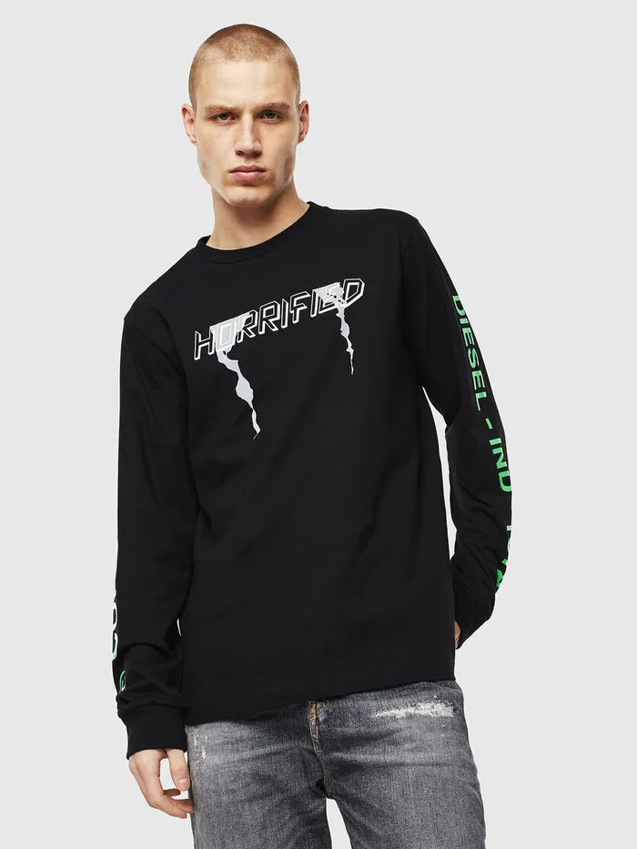 Diesel Tshirts Mens TJUSTLSVINT BlackWhite Online