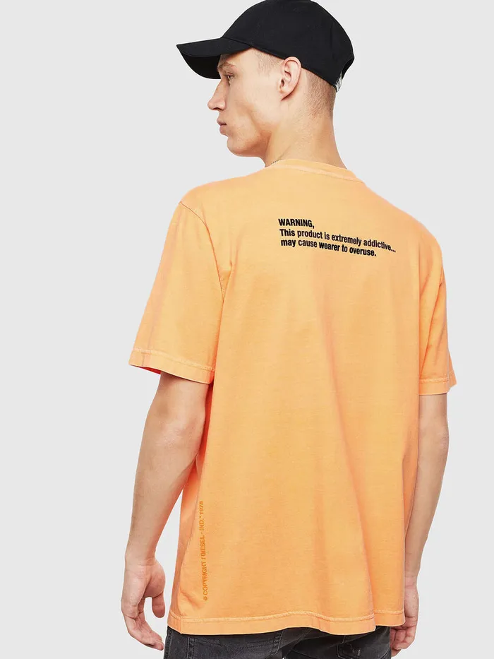 Diesel Tshirts Mens TJUSTNEON Orange Gift for Friend