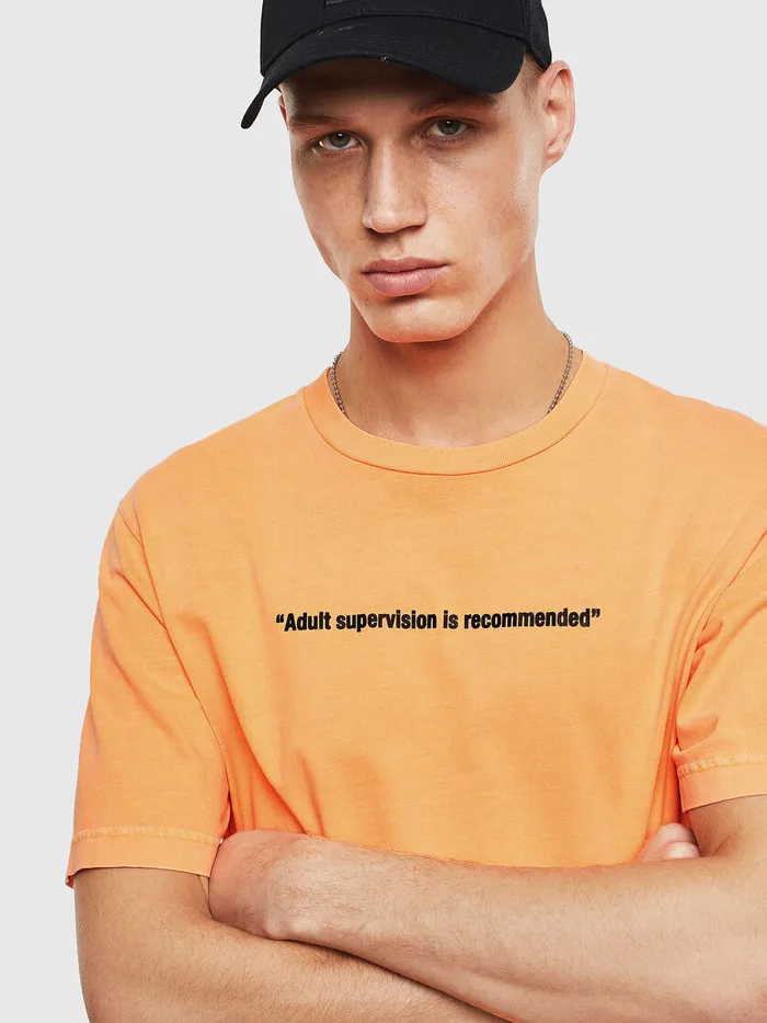 Diesel Tshirts Mens TJUSTNEON Orange Gift for Friend