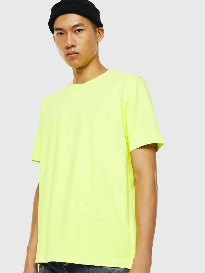 Diesel Tshirts Mens TJUSTSLITSFLUO Yellow Fluo Casaul