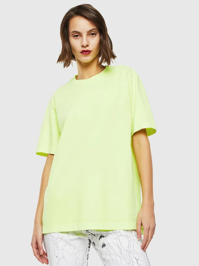 Diesel Tshirts Mens TJUSTSLITSFLUO Yellow Fluo Casaul