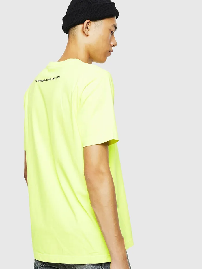 Diesel Tshirts Mens TJUSTSLITSFLUO Yellow Fluo Casaul