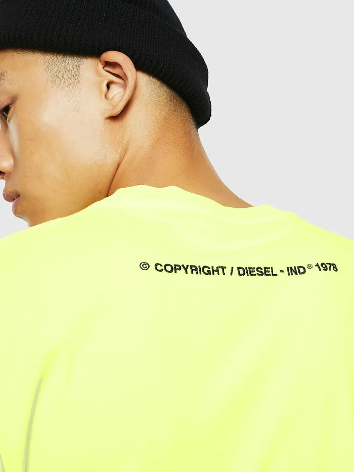 Diesel Tshirts Mens TJUSTSLITSFLUO Yellow Fluo Casaul
