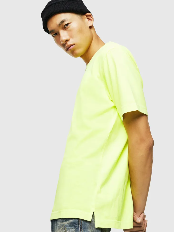 Diesel Tshirts Mens TJUSTSLITSFLUO Yellow Fluo Casaul