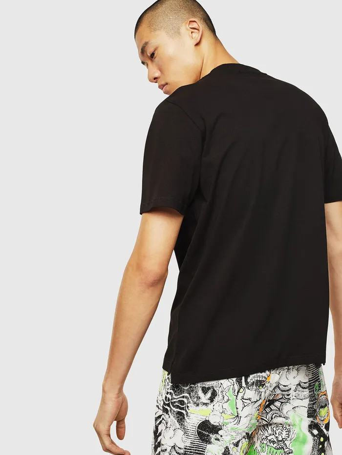 Diesel Tshirts Mens TJUSTSLITSJ18 Black Casaul