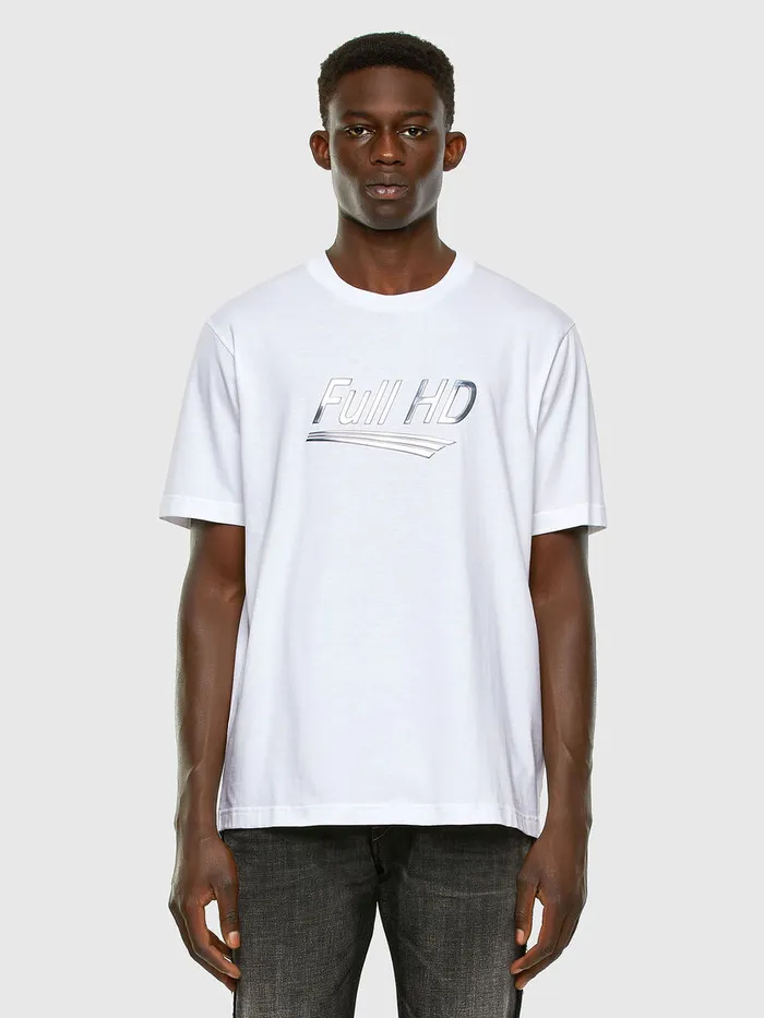 Diesel Tshirts Mens TJUSTSLITSX83 White Popular