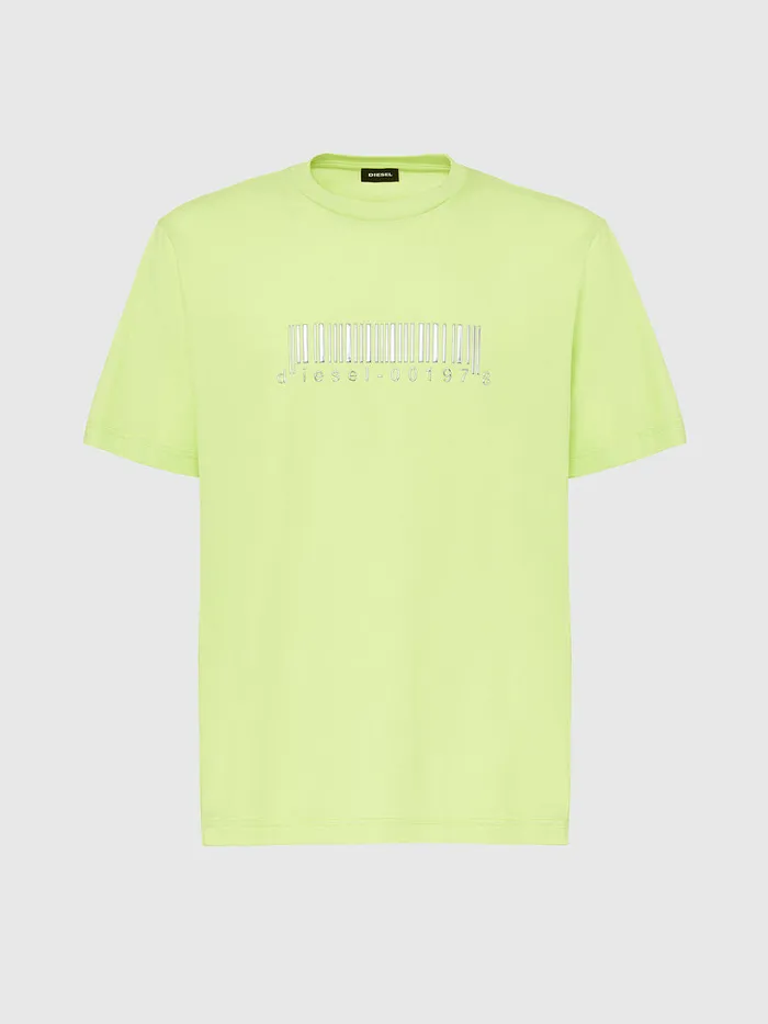 Diesel Tshirts Mens TJUSTSLITSX85 Green Fluo Cheap On Sale