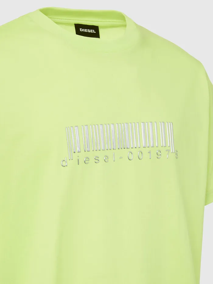 Diesel Tshirts Mens TJUSTSLITSX85 Green Fluo Cheap On Sale