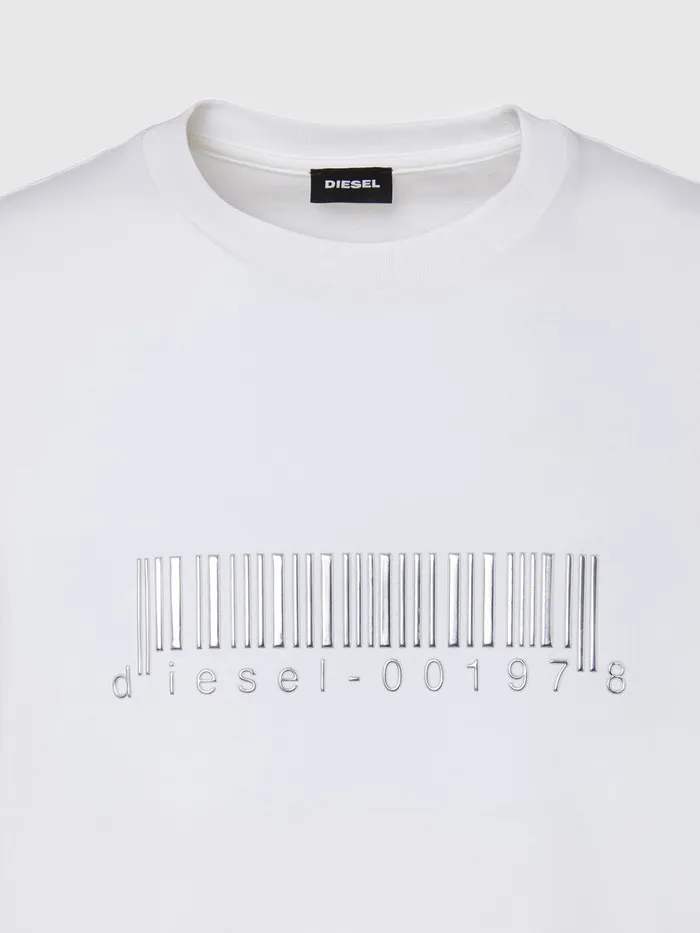 Diesel Tshirts Mens TJUSTSLITSX85 White Cheap On Sale