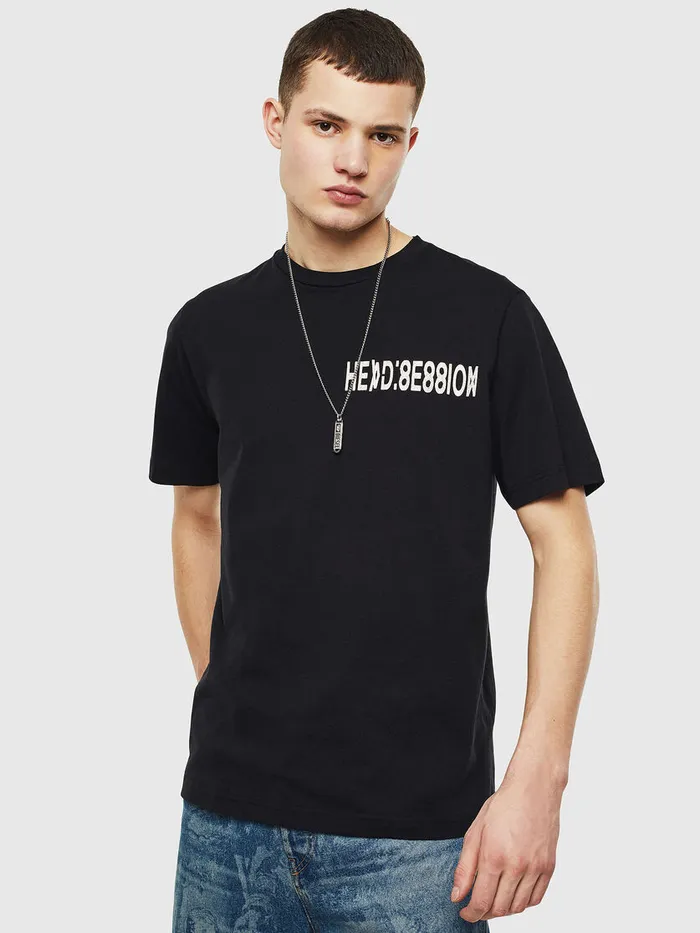 Diesel Tshirts Mens TJUSTT10 Black Gift Ideas