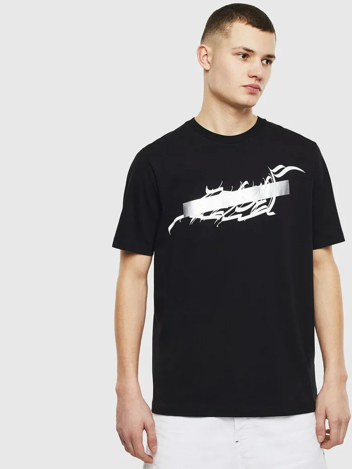 Diesel Tshirts Mens TJUSTT11 Black Gift Ideas