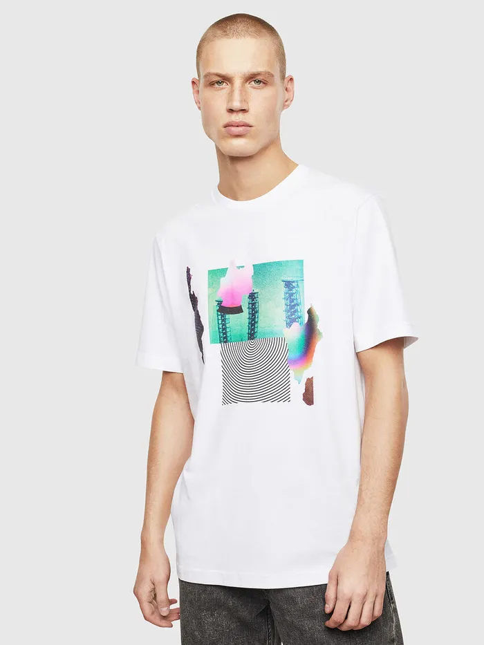 Diesel Tshirts Mens TJUSTT25 White Gift 4 You