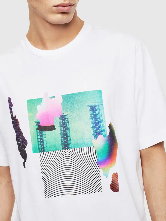 Diesel Tshirts Mens TJUSTT25 White Gift 4 You