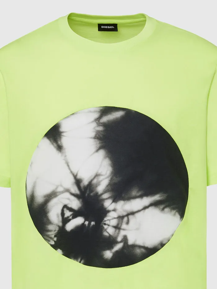 Diesel Tshirts Mens TMOONYX2 Green Fluo Casaul