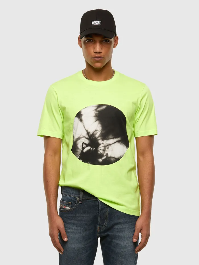 Diesel Tshirts Mens TMOONYX2 Green Fluo Casaul