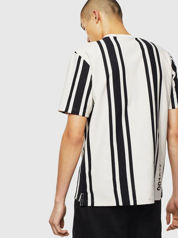 Diesel Tshirts Mens TSTRIPJ1 WhiteBlack Gift for Friend