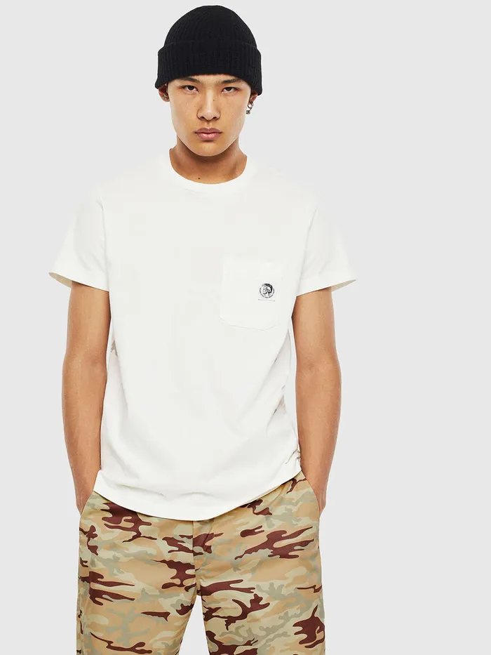 Diesel Tshirts Mens TWORKYMOHIS1 White Cheap On Sale